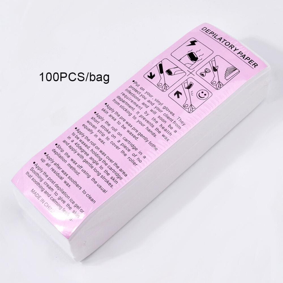 (as the picture, 100) 100pcs Hair Removal Non Woven Wax Paper Rolls Epilator Wax Strip Paper Roll Body Hair Remover Pads
