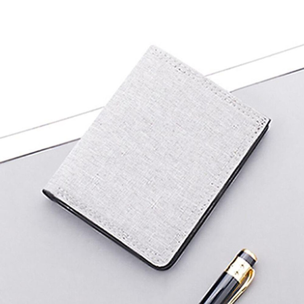(grey) Men&apos;s Ultra-thin Vertical Canvas Short Wallet ID Card Driver&apos;s License Card Holder