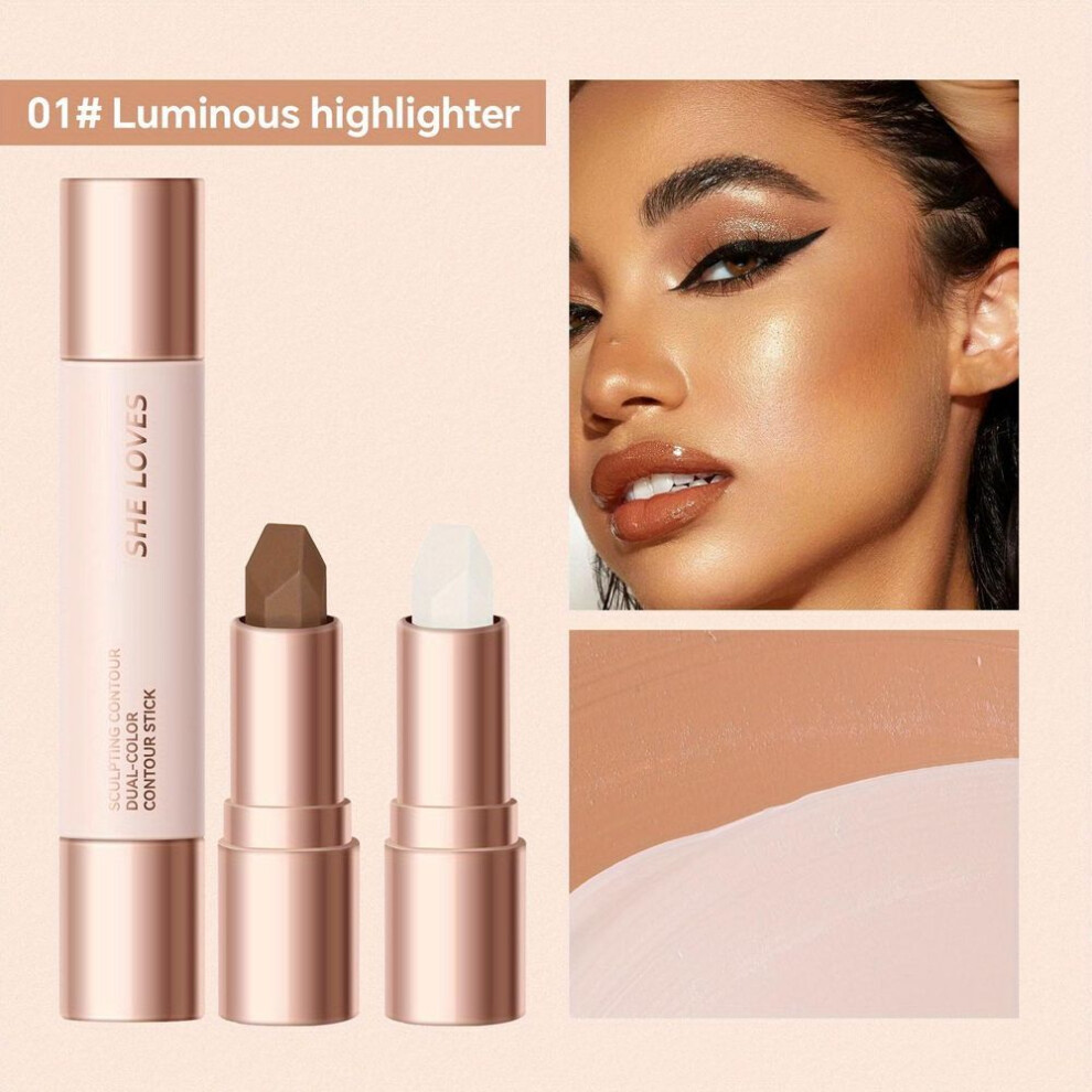(01#) Dual-ended Contour Stick,highlighting Highlighting Matte Contouring Shadow Stick,nose Contour Shadow All-in-one Contour Pencil Contour Cream