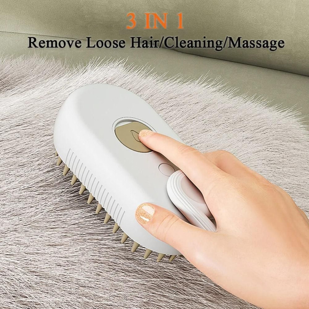 (ivory) Steamy Cat Dog Brush 3in1 Electric Anti-splashing Cat Brushes With Steam Spray Usb Charging Massage Pet Grooming Comb Hair Removal Combs 2024 New