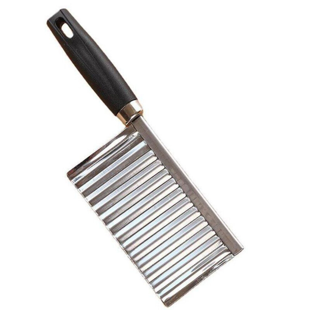 (as the picture) Potato French Fry Cutter Stainless Steel Serrated Blade Slicing Vegetable Fruits Slicer Wave Knife Chopper