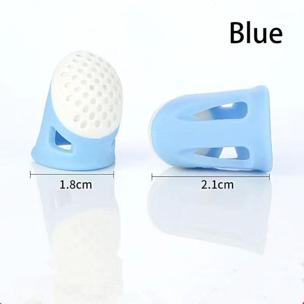 (blue) Hand Cross-stitch Anti-stick Finger Cover Silicone Sewing Thimble Anti-slip Finger Protection