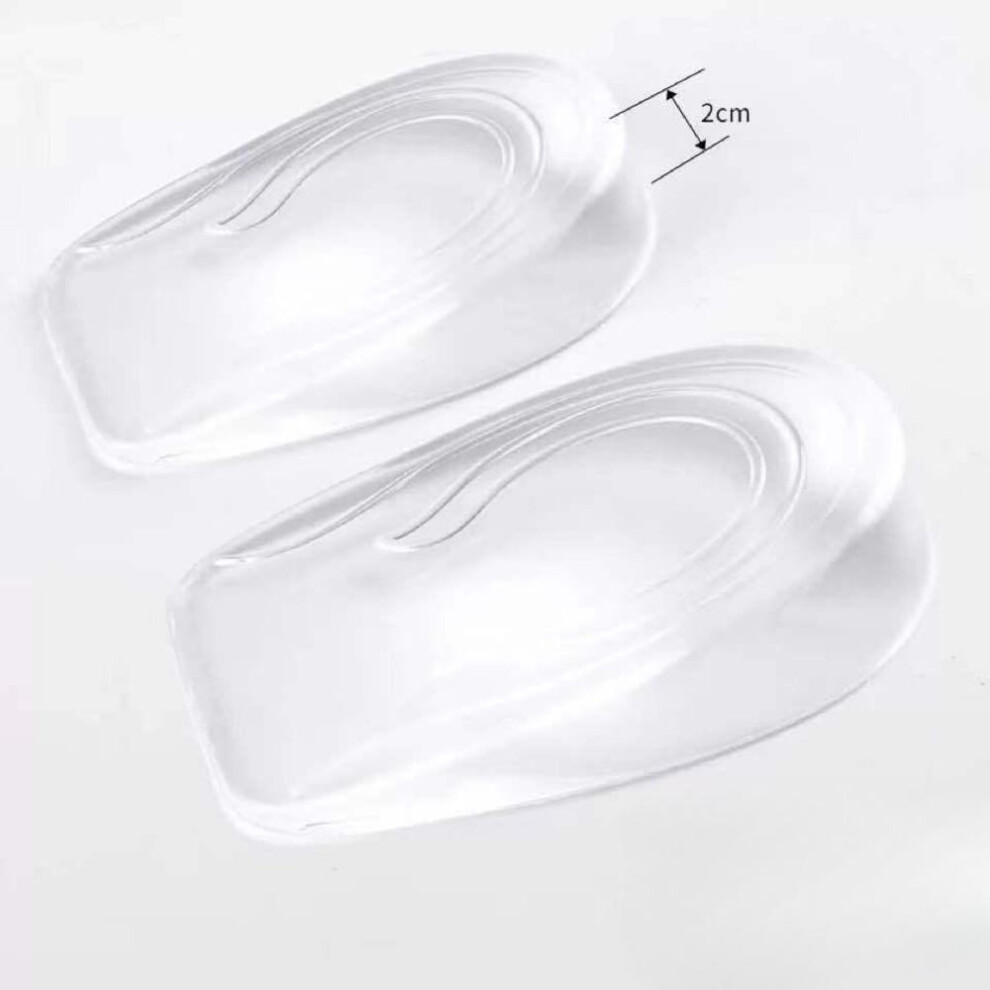 (white, Female 2cm) Silicone Gel Height Increase Insole Heel Lifting Inserts Shoe Foot Care Protector Elastic Cushion Arch Support Insert For Unisex