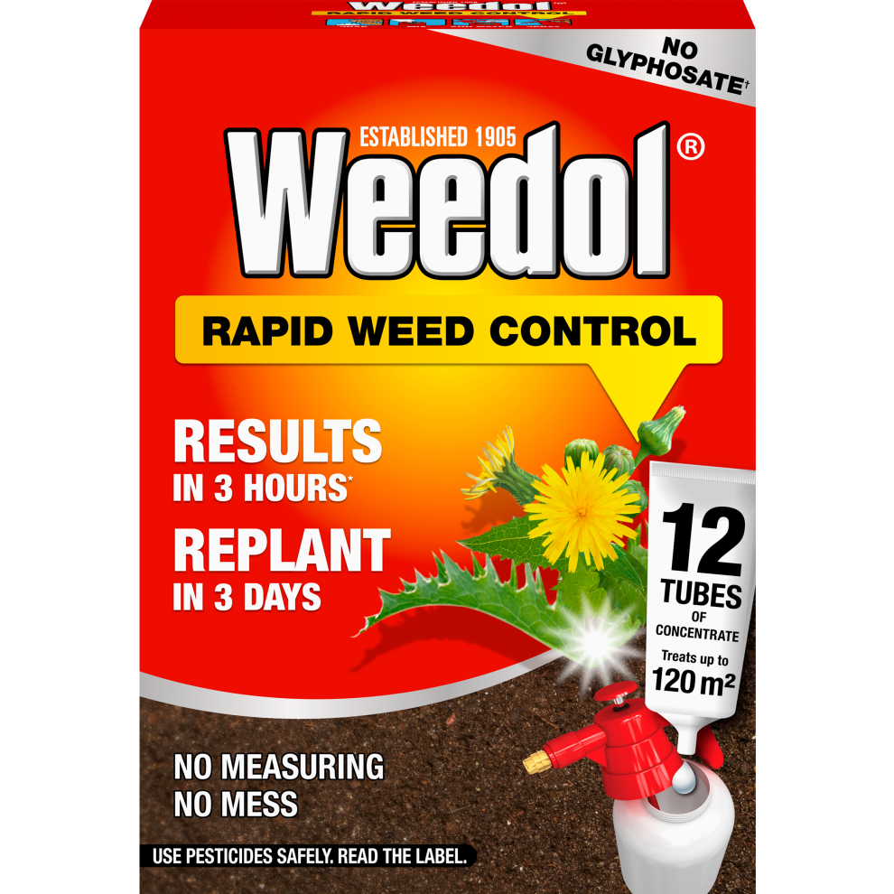 (12 Tubes) Weedol Rapid Weed Control Concentrate Tubes Fast-Acting, Glyphosate-Free