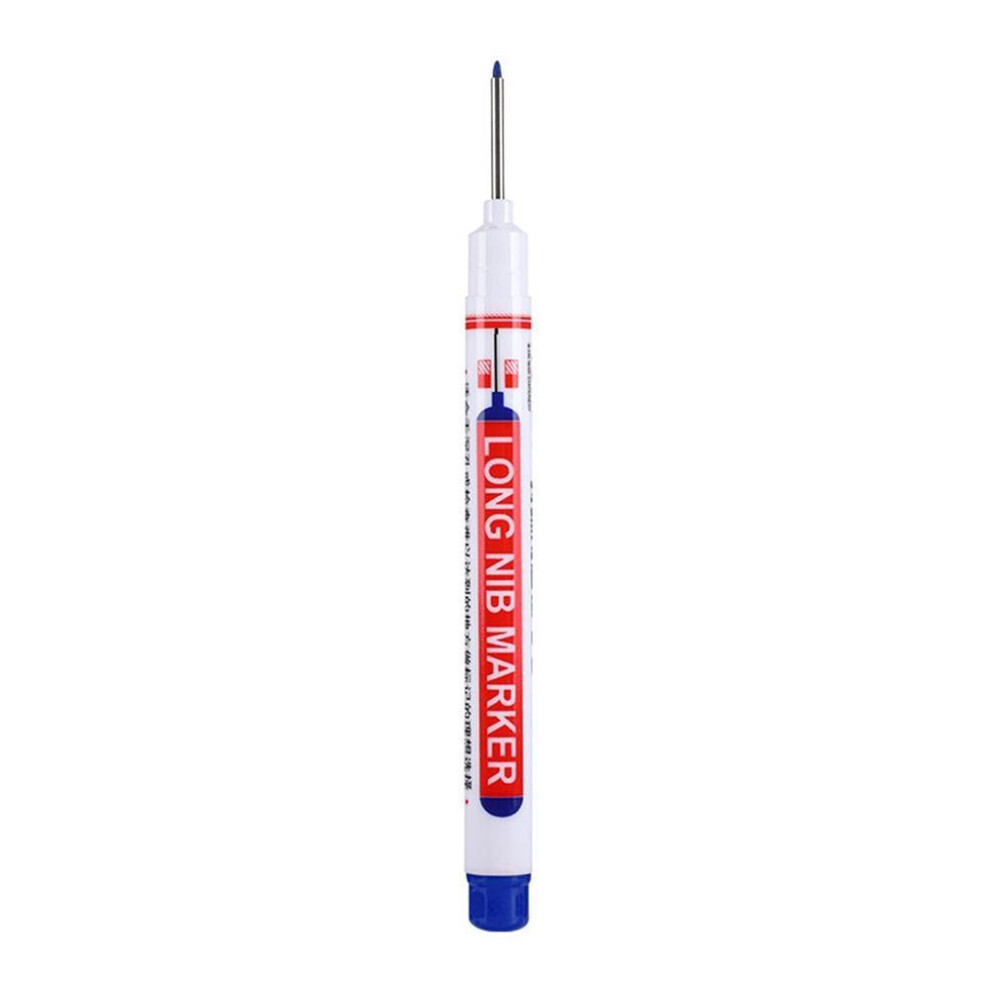 (blue) Long Head Marker Woodworking Glass Multi-purpose Deep Hole Marker Pen Decor