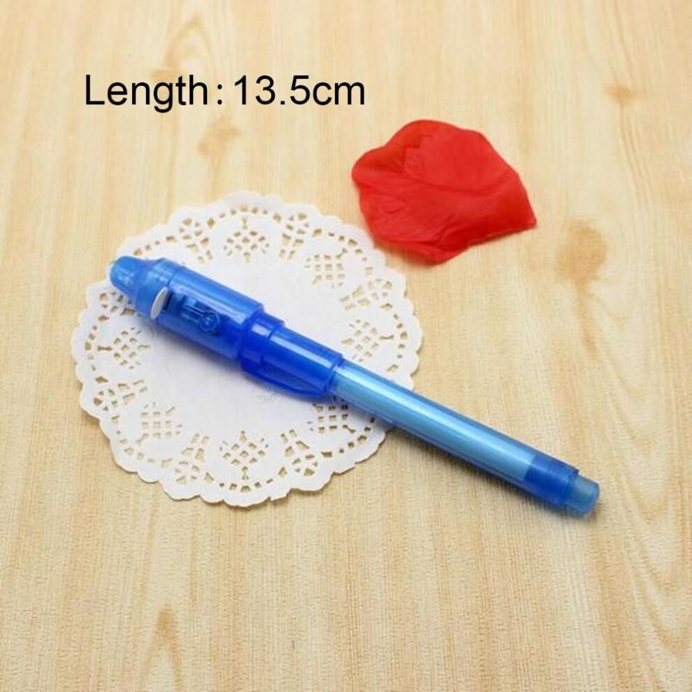 (blue) Creative Invisible Black Light Combo 2 In 1 Magic Invisible Ink Pen