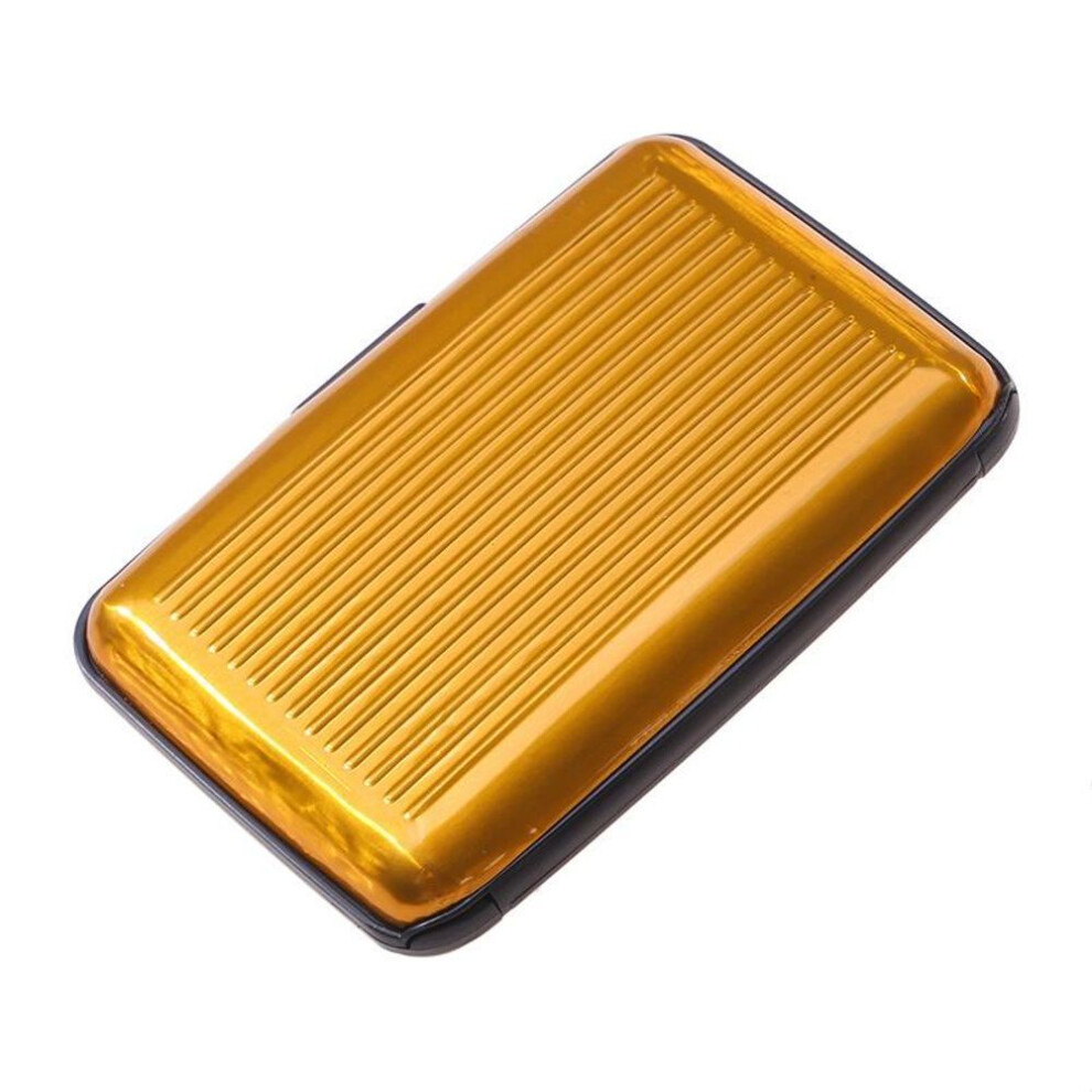(yellow) 8 Slots Rfid Credit Card Holder Protector Aluminum Metal Credit Card Wallet Business Card Holder For Men Women Gift Box