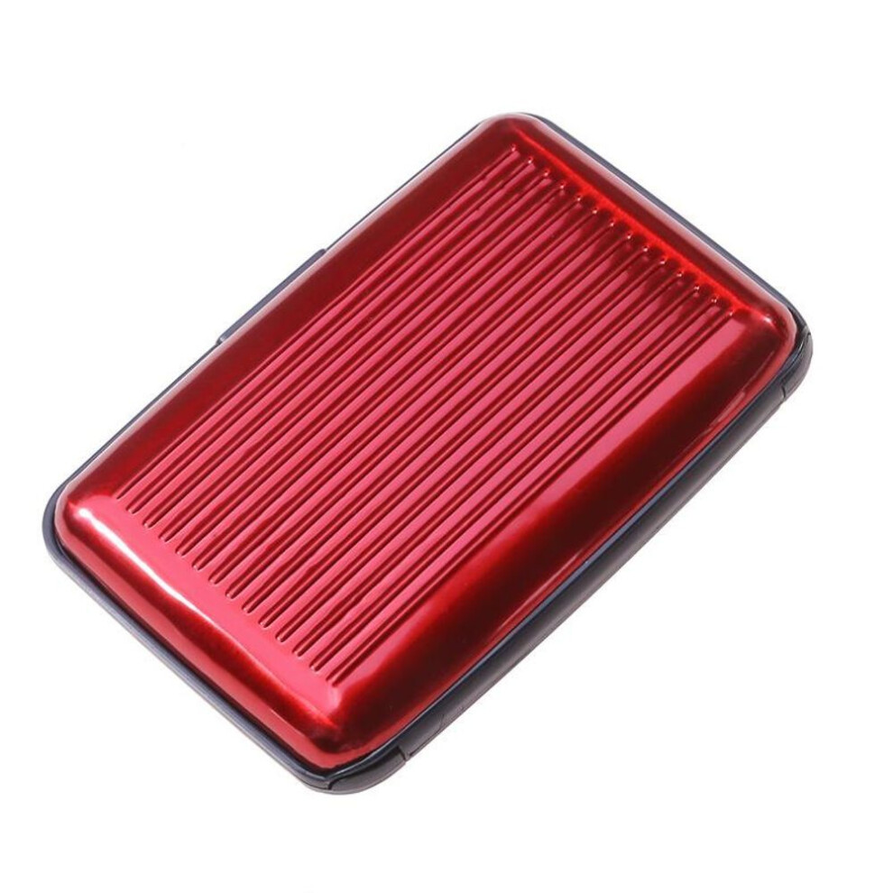 (red) 8 Slots Rfid Credit Card Holder Protector Aluminum Metal Credit Card Wallet Business Card Holder For Men Women Gift Box