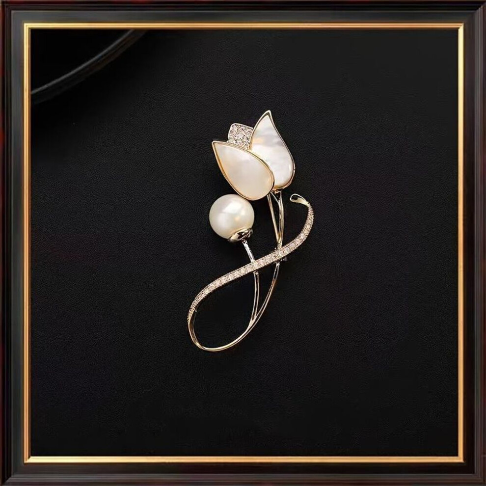 (1pc) 1pc Elegant Tulip Shaped Brooches Rhinestone Inlaid Corsage For Women Brooch Dress Sweater Clothing Lapel Pins Luxury Jewelry Accessories