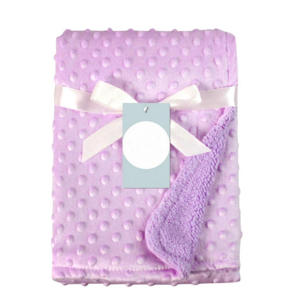 (purple) 76*102cm Cute Infant Baby Warm Double Layer Blankets Swaddle Bathing Towels