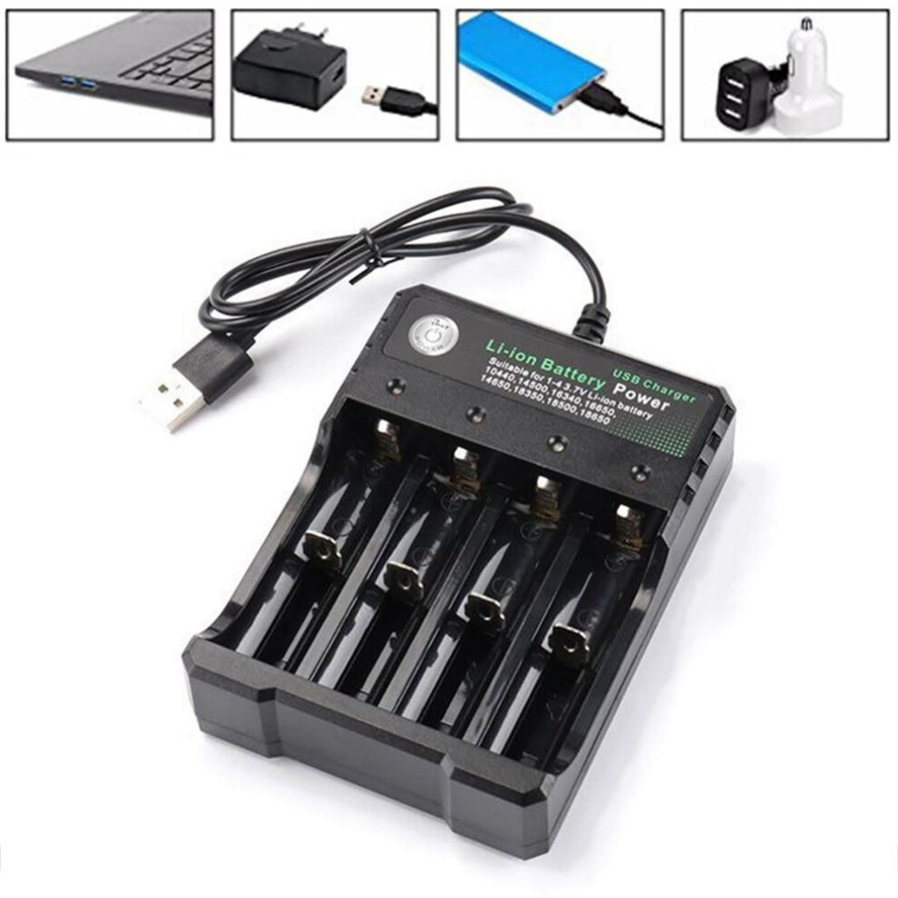 18650 18350 Battery Charger 4-slot Li-ion Battery Charger Amplifier USB Charging Stand Rechargeable