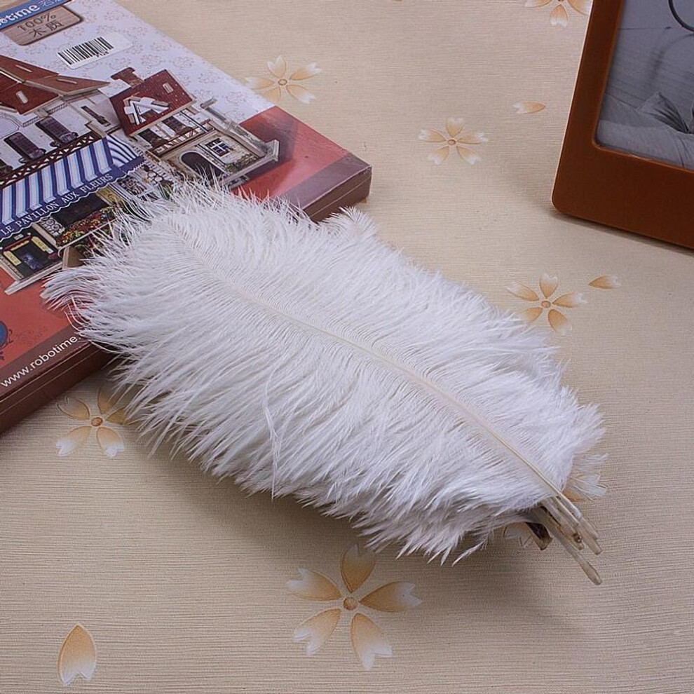 (white) Ostrich Feathers Natural Soft Wedding Decor 10pcs Colorful Cloth