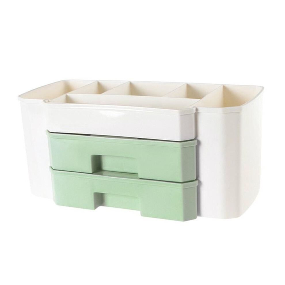 (green) Cosmetic Storage Box Desktop Cosmetic Container Cosmetic Container Drawer Box Brush Lipstick Holder
