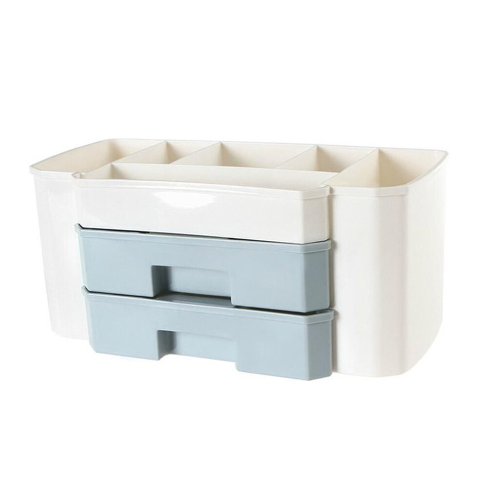 (blue) Cosmetic Storage Box Desktop Cosmetic Container Cosmetic Container Drawer Box Brush Lipstick Holder
