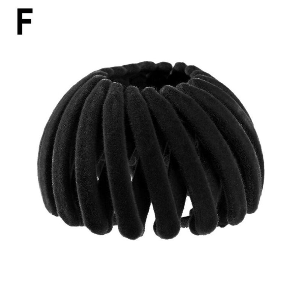 (black) 7 Colors Velvet Bird Nest Hair Claw Horsetail Buckle Solid Expanding Hair Clip For Women Girls Ponytail Hair Accessories
