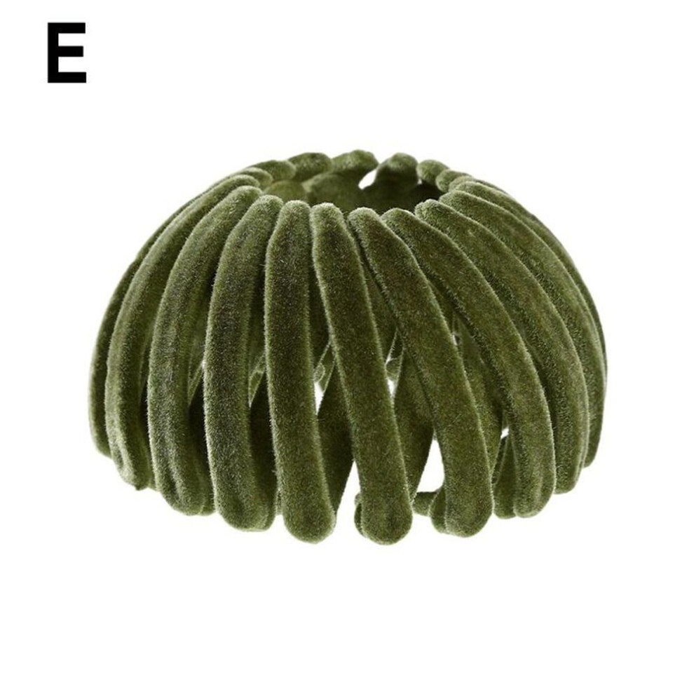 (green) 7 Colors Velvet Bird Nest Hair Claw Horsetail Buckle Solid Expanding Hair Clip For Women Girls Ponytail Hair Accessories