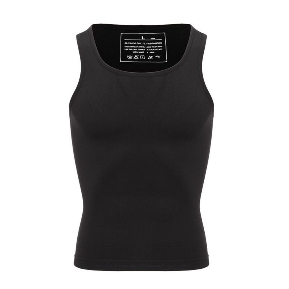 (black, XL) Men Chest Compression Shirt Body Shaper Slimming Vest Waist Trainer Tank Tops Weight Loss Undershirt
