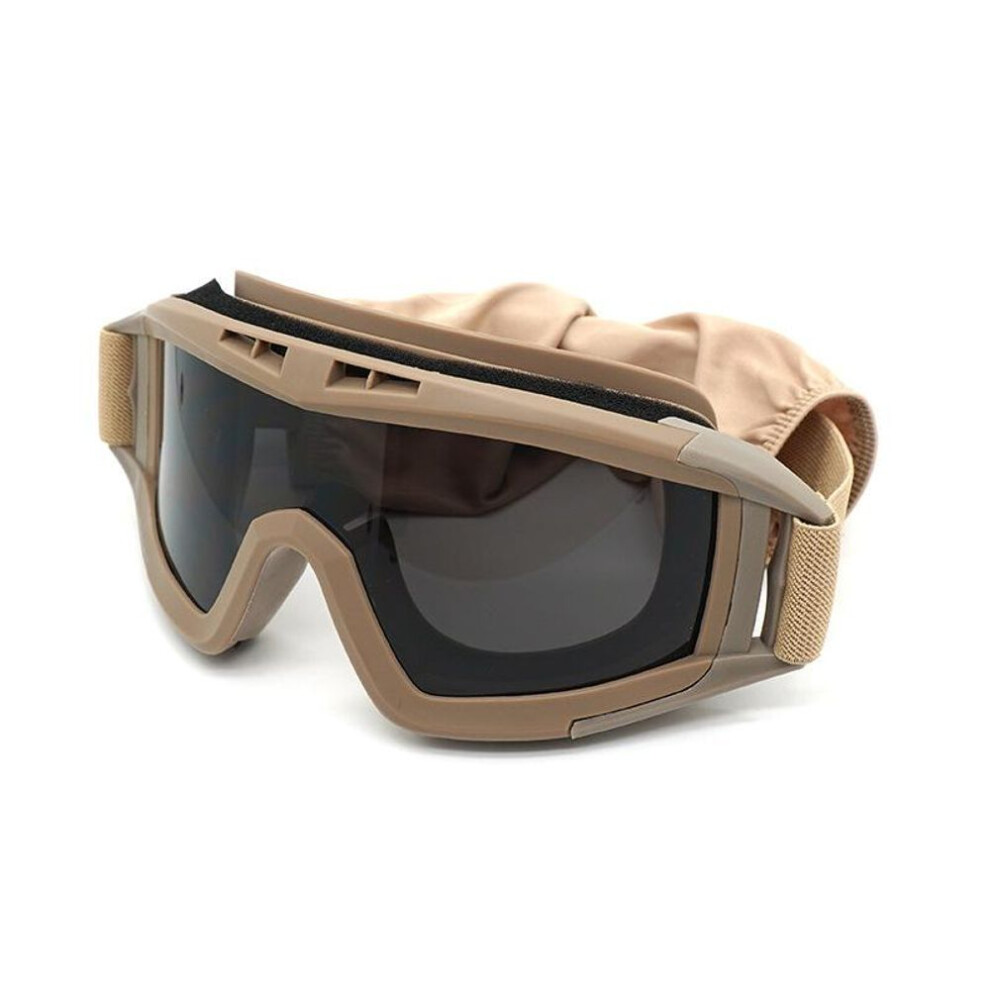 (khaki) Outdoor Tactical Glasses Desert Locust Army Fan Goggles Cs Anti-shock Sports Unisex Glasses Men&apos;s Cycling Goggles