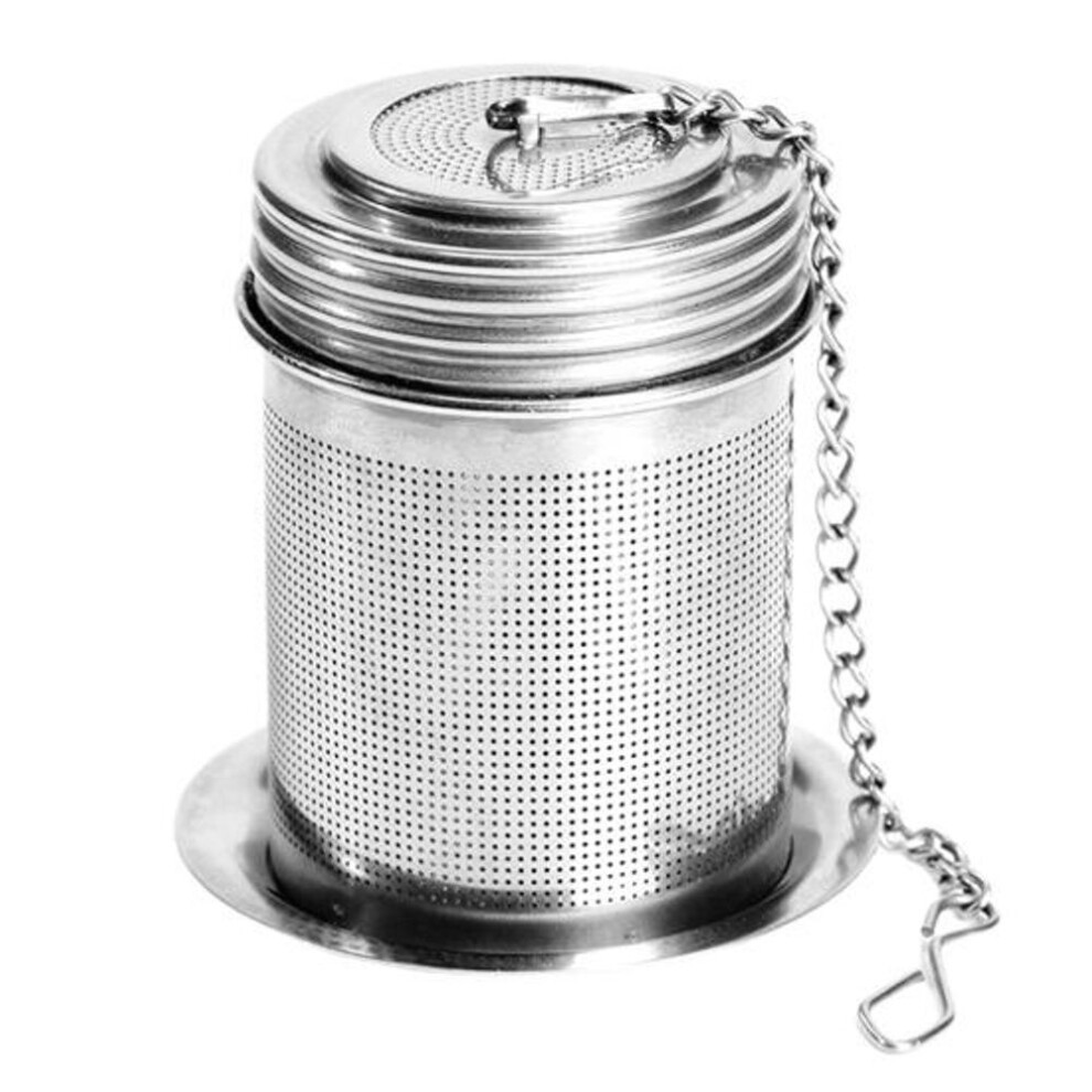 (silver) Loose Leaf Tea Strainer With Tray Hanging Chain Fine Mesh Stainless Steel Tea Infuser Mini Cylindrical Tea Maker Reusable Tea Steeper Tea Accessories