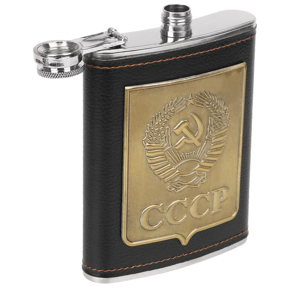 With Cups Funnel Alcohol Wine Container Cccp Pattern Anti Slip Drinkware Whisky Vodka Bottle Kit Hip Flasks 8oz Stainless Steel