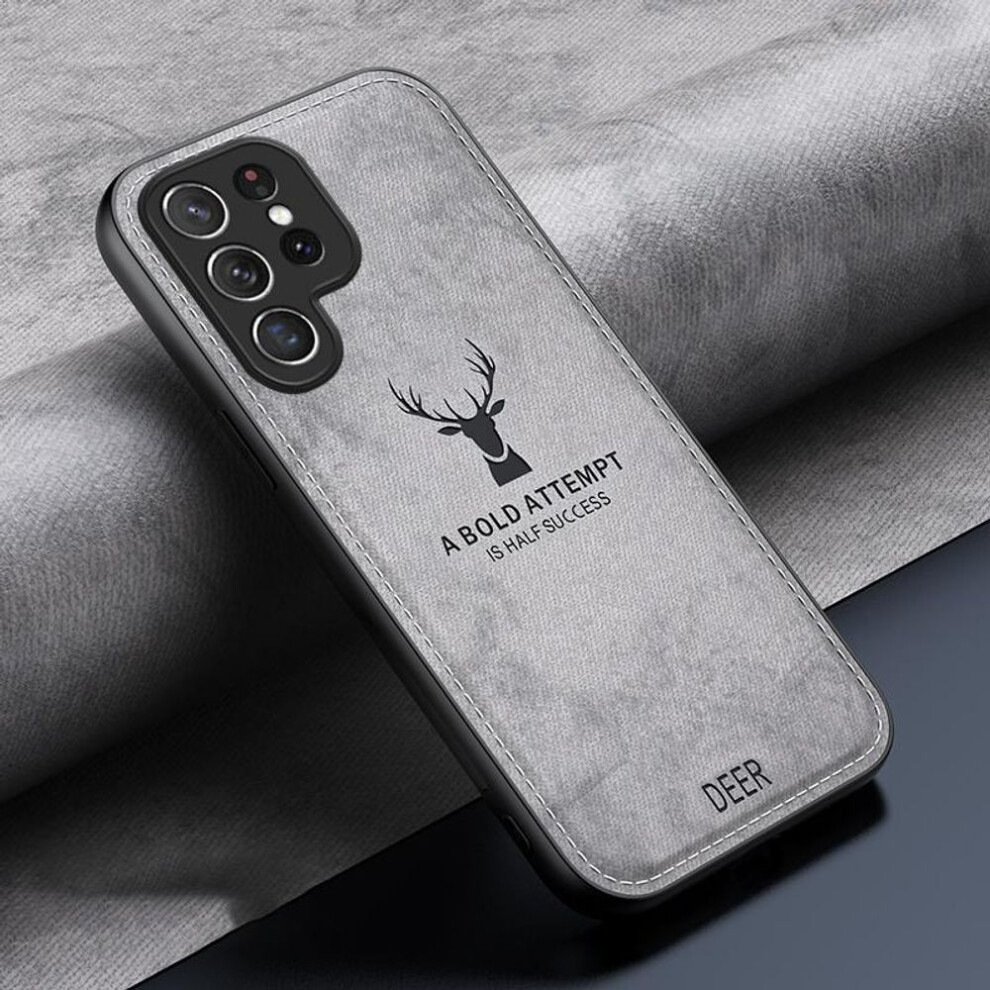 (grey, Samsung S22 ULTRA) Deer Cloth Phone Case For Samsung S24 Ultra S23 Ultra S21 S22 Ultra Plus S20 Fe A12 A52 A72 5g Soft Silicone Frame Case