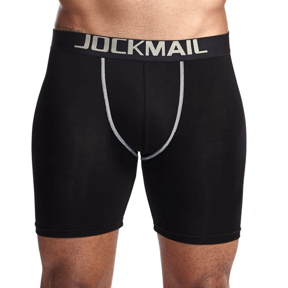 (black, M) Boxer Jockmail Hip Padding Padded Trunks Low-rise Cotton Breathable Sports Men&apos;s Underwear Shorts