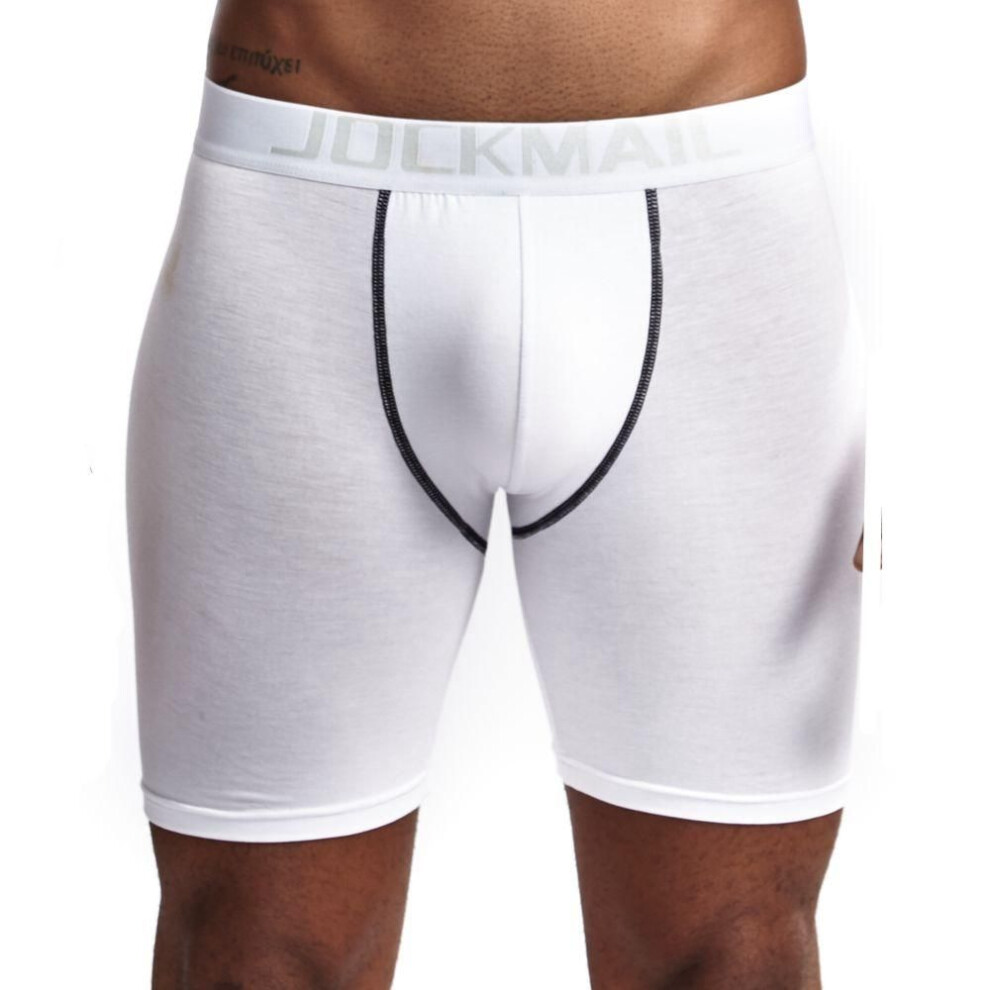 (white, L) Boxer Jockmail Hip Padding Padded Trunks Low-rise Cotton Breathable Sports Men&apos;s Underwear Shorts
