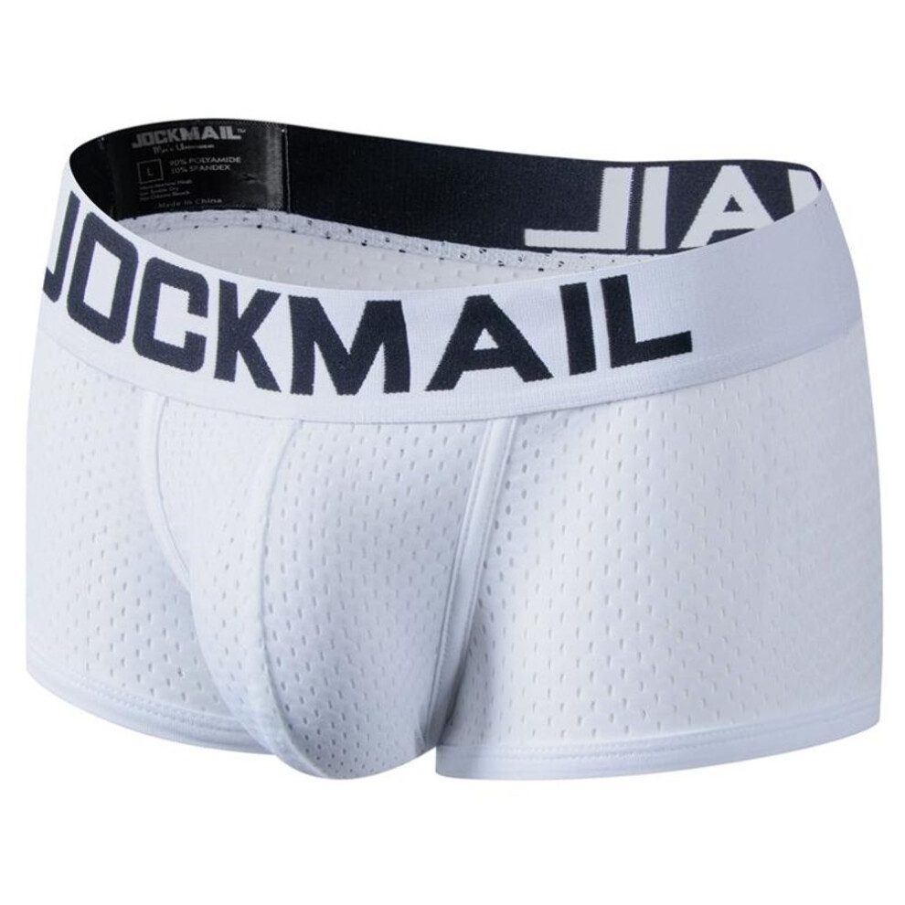 (white, M) Jockmail Mesh Quick-drying Pants Men&apos;s Boxer Shorts Ice Silk Breathable Youth Quadrangular Trousers Men&apos;s Guard Trousers Tide