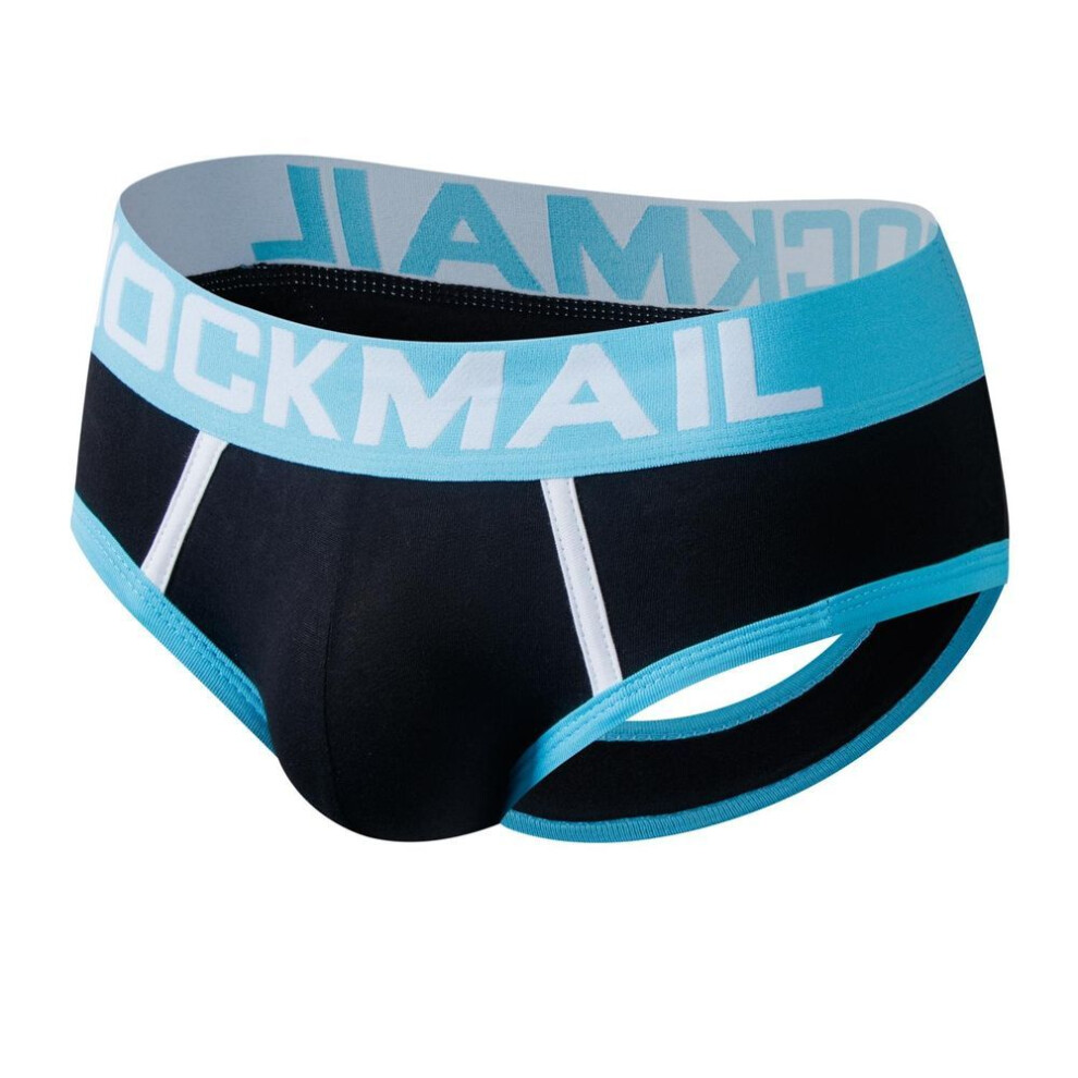 (black, XXL) Briefs Jockmail Cotton Open Back Sexy Men&apos;s Underwear