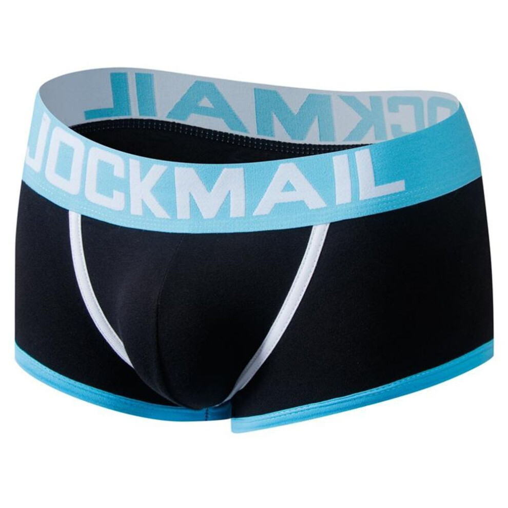 (black, XXL) Boxer Jockmail Colour Block Design Low Rise Open Back Men&apos;s Briefs Breathable Sports Trunks Underpants