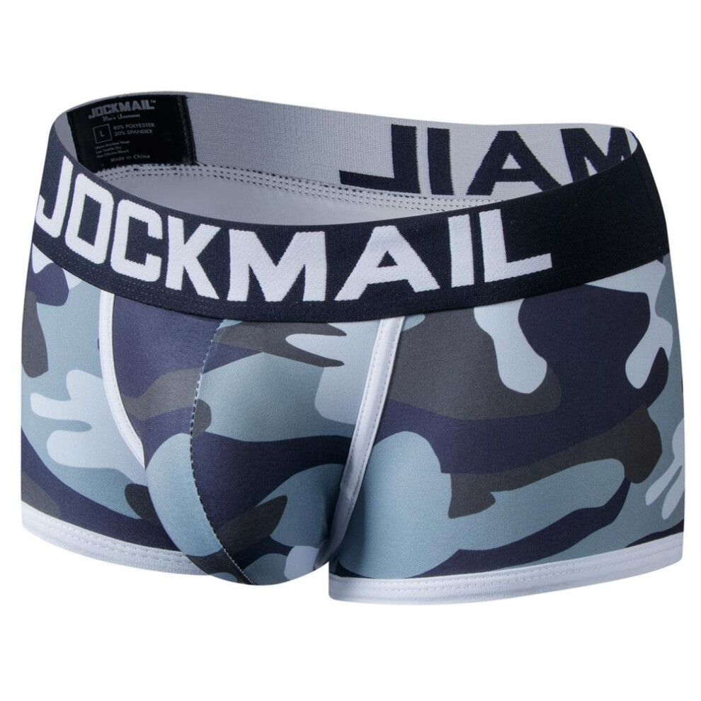 (grey, L) Boxer Jockmail Brand Low-rise Polyester Material Camouflage Print Comfortable Trunks Breathable Sports Underwear
