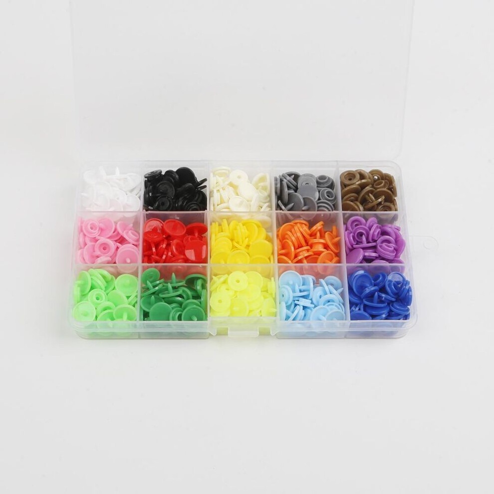 (as the picture, 150Set/box) T5 Snaps Buttons 80/150/240sets Craft Fastener 12mm No-sew Resin Buttons With Storage Box For Baby Fabric Cloth Diaper Sliders Buckle