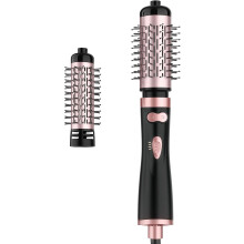Rotating Hot Air Brush, with 2 Interchangeable Brush(1.5"& 2"), 3-in-1 Hot Air Spin Brush Set for Hair Volumizer Drying/Straightening/Curling