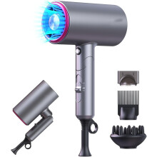 (Grey) Travel Hair Dryer with Diffuser, 2000W Foldable Hairdryer Lightweight Blow Dryer, Professional Ionic Hairdryers with 2 Speeds, 3 Heating