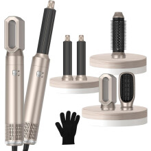 (Gold) 5 in 1 1000w Hair Dryer Brush,30mm Air Curler, Detachable Styler Tools for Drying Curling Straightening,3 Wind Speed and Temperature