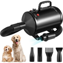Dog Hair Dryer Blaster, 3200W Pet Grooming Hair Dryer, Dog Grooming Vacuum Blow Dryer, Dog Blower Dryer with 4 Different Nozzles, Stepless Speed