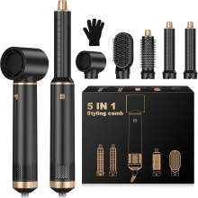 (Black) 5 in 1 Hair Styler, Air Styler Set with Curl Straighten, Volumise, Smooth and Drying for Styling, Magic Hair Styler Hot Air Styler for All Hair Type