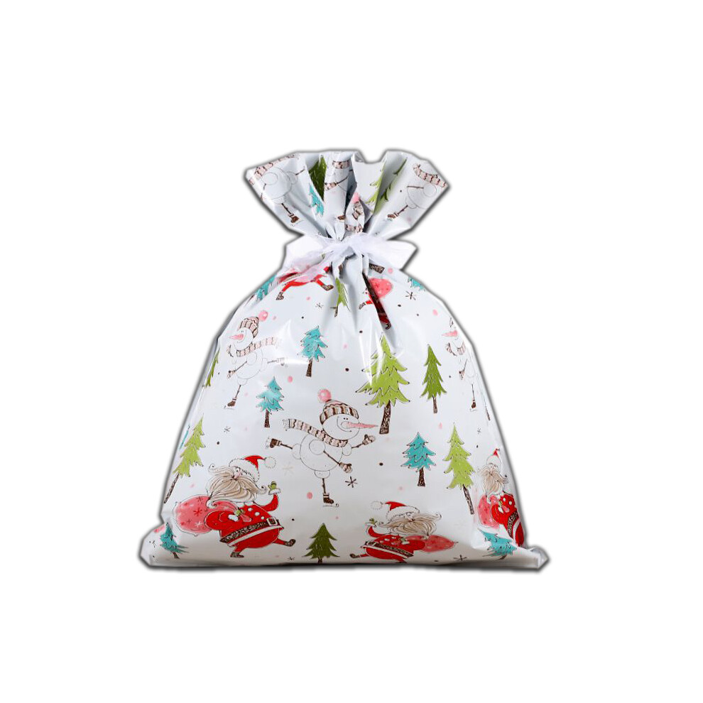(10pcs  Snowman 39*51cm/15.4.*20.1in) Large Christmas 10 Gift Bag With Ribbon Candy Cookie Sack Xmas Packing Wrapping