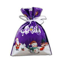 (10pcs Purple 24*32cm/9.4*12.6in) Large Christmas 10 Gift Bag With Ribbon Candy Cookie Sack Xmas Packing Wrapping