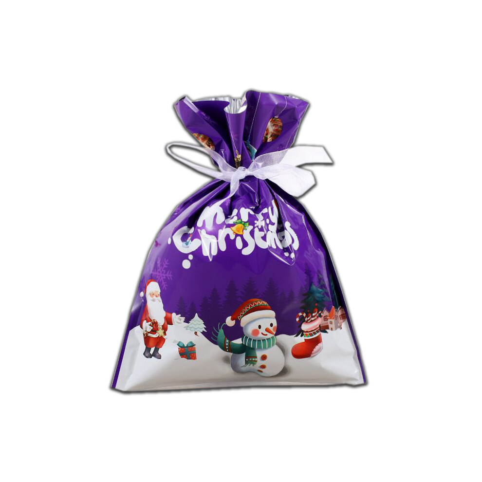 (10Pcs 24*32Cm/9.4*12.6In) Large Christmas 10 Gift Bag With Ribbon Candy Cookie Sack Xmas Packing Wrapping Purple