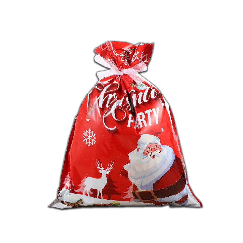 (10pcs  Santa 44*57cm/17.3*22.4in) Large Christmas 10 Gift Bag With Ribbon Candy Cookie Sack Xmas Packing Wrapping