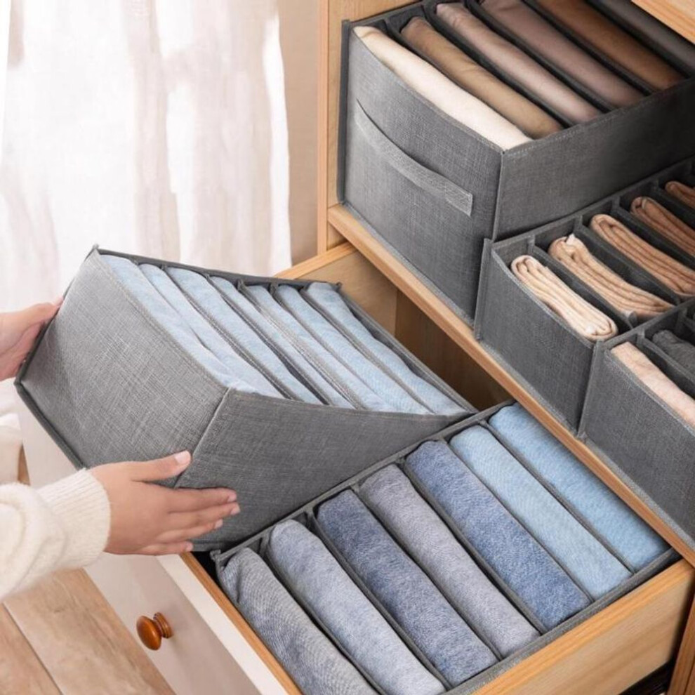 (grey, 9Grids-Handle) Bedroom Closet Organizer Storage Box Cabinets Drawers Separator for Socks Underwear Drawers Storage Box Wardrobe Organizer
