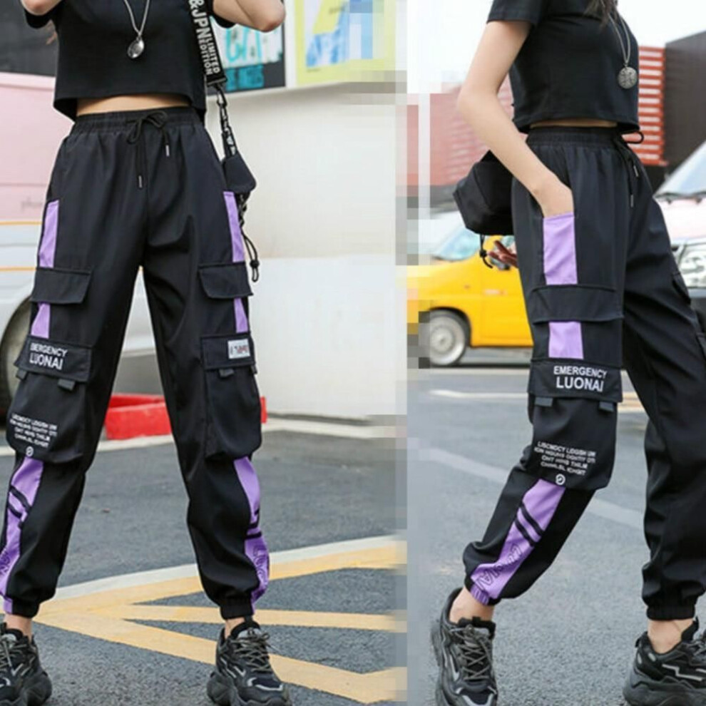 (black, M) Women&apos;s Joggers Casual Sports Summer Girls Hip-hop Streetwear Pants Fashion Cargo Pants Female Dance Sweatpants Trousers