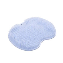 (Blue) Foot Silicone Shower Scrubber Back Body Brush Massager Pad Bathroom Mat Cleaning