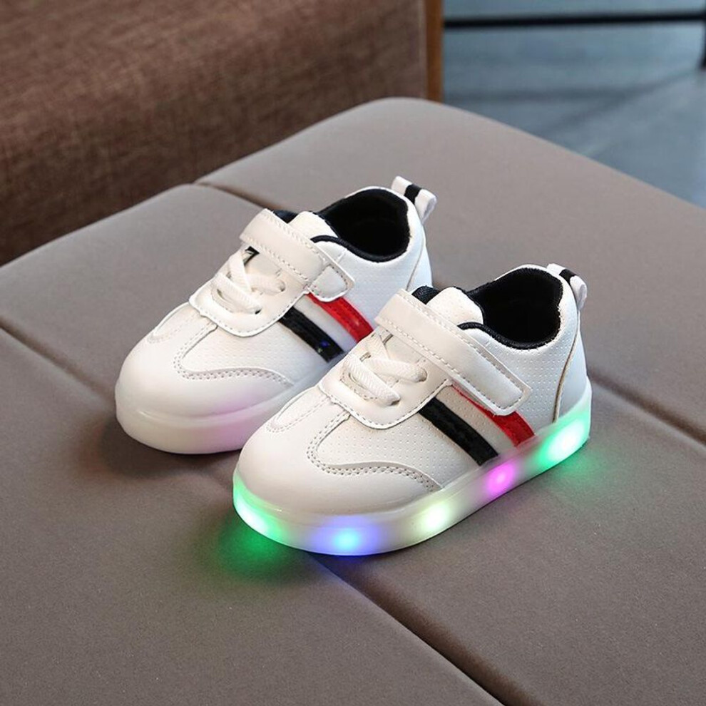 (black, 24) Plus Size  Comfortable Sneaker Baby Led Luminous Non-slip Mesh Walker Children Boys Girls Sneakers