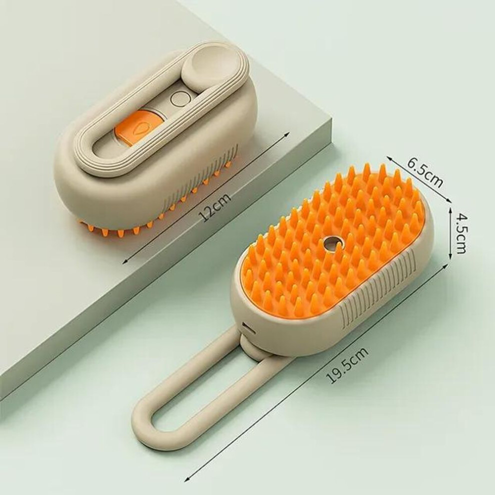 (brown) 3in1 Steam Brush Steam Cats Comb Water Steam Cat Brush Electric Spray Hair Brushes Cats Massage Grooming  Hair Removal Comb