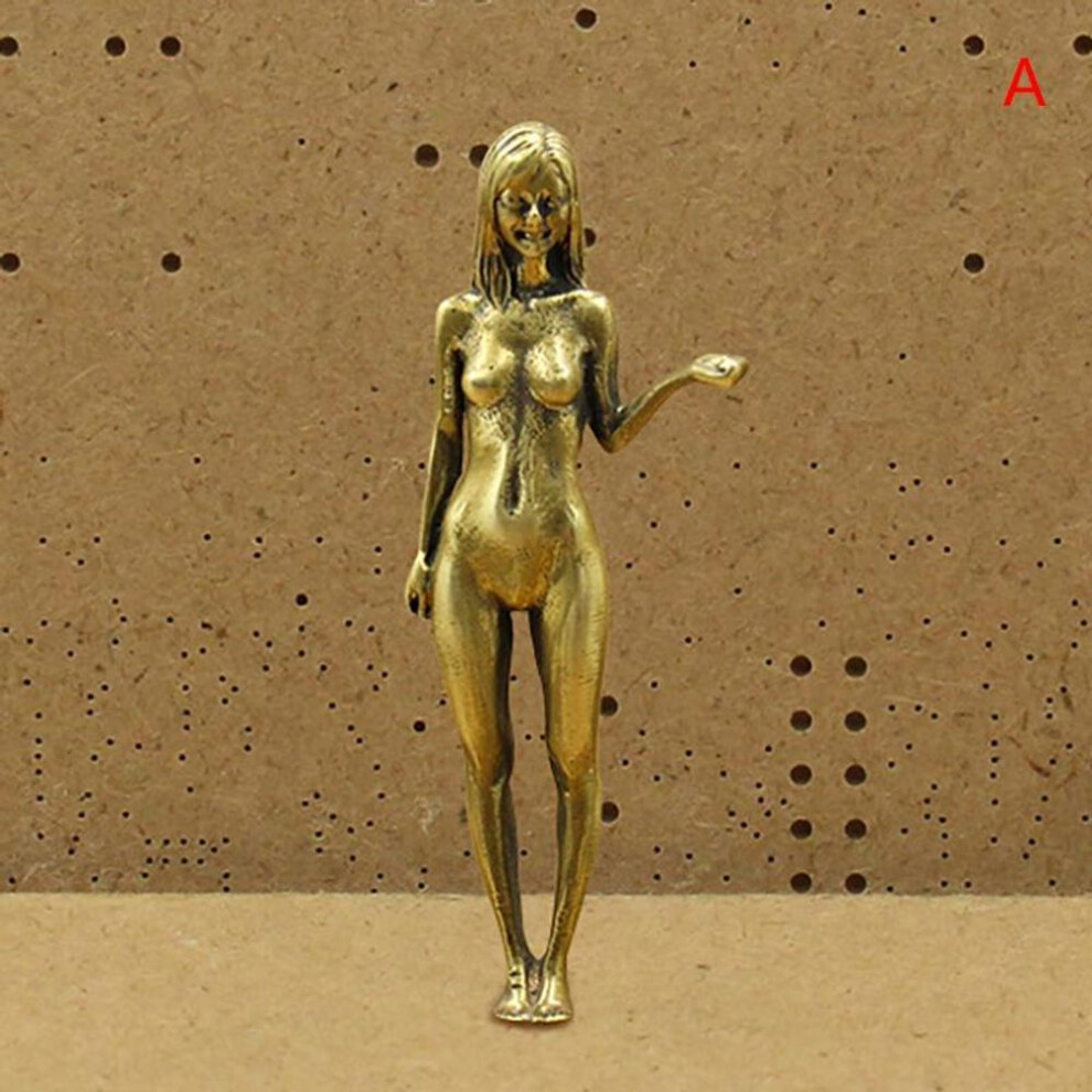 (A) Brass Beauty Copper Ornaments Antique Hand Grips Bare Hand Model Plaything Desktop Ornament Female Statue Arts Home Decoration