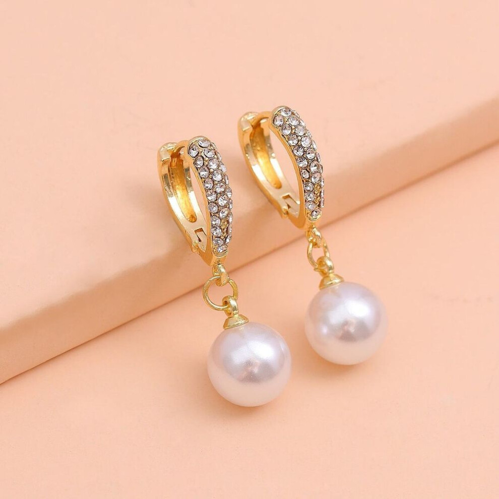 Zircon imitation pearl beautiful and generous earrings