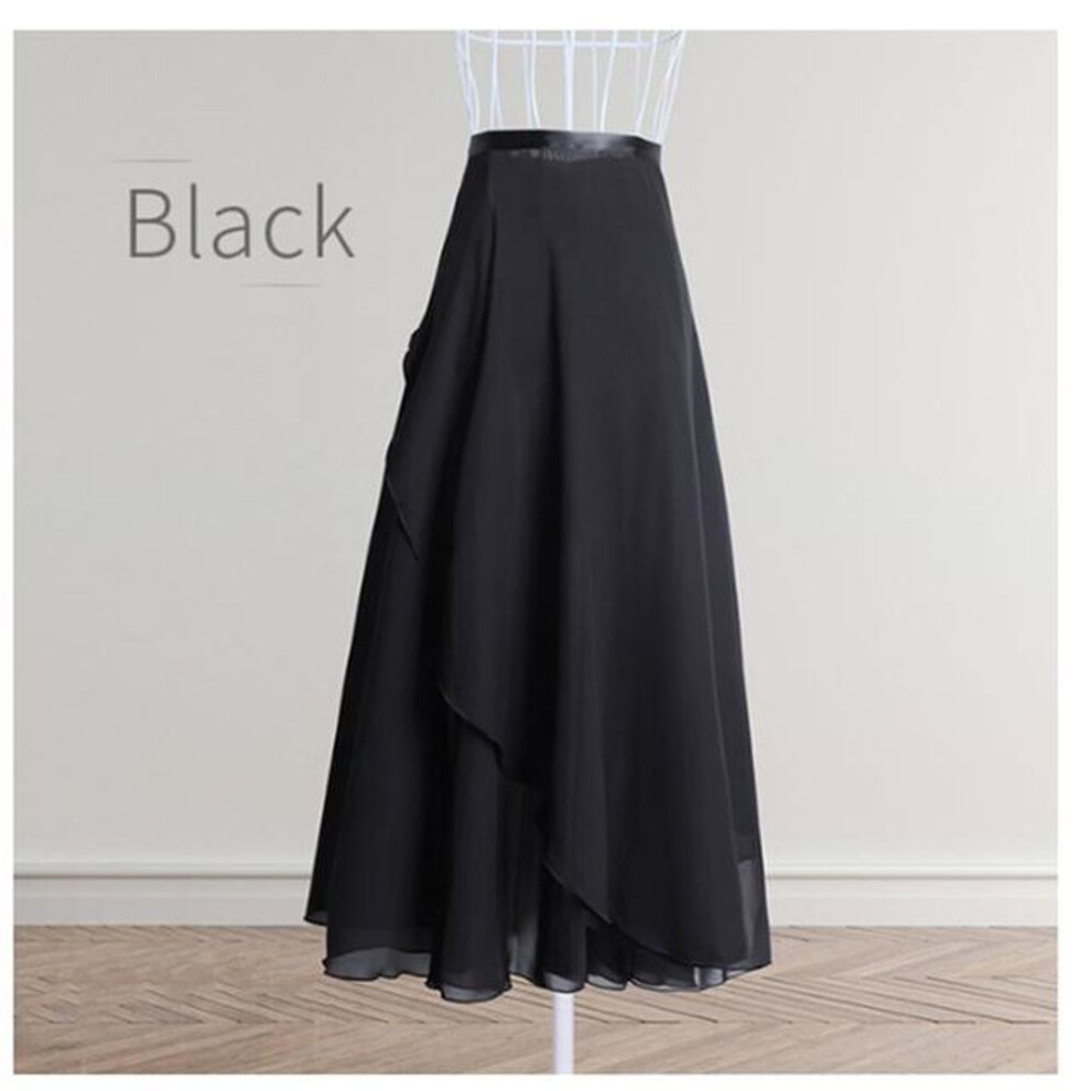 (black, One Size) Chiffon Ballet Tutu Dance Skirt Dance Skate Wrap Scarf Gymnastics Ballerina Lyrical Long Ballet Skirt Women Ballet Dance Dress