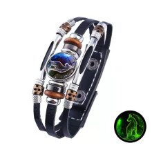 (Capricornus) 12 Zodiac Signs Constellation Charm Bracelet Men Women Fashion Multilayer Weave leather Bracelet & Bangle Birthday Gifts